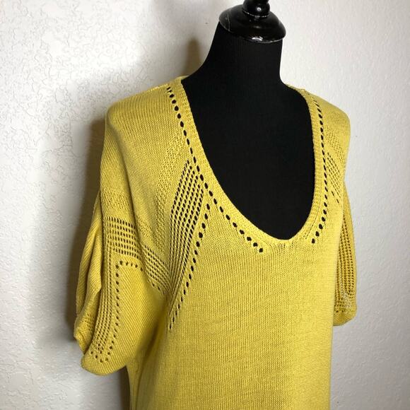 Hatch Alison gold yellow mixed knit midi sweater dress size 1 or Small - Picture 3 of 16